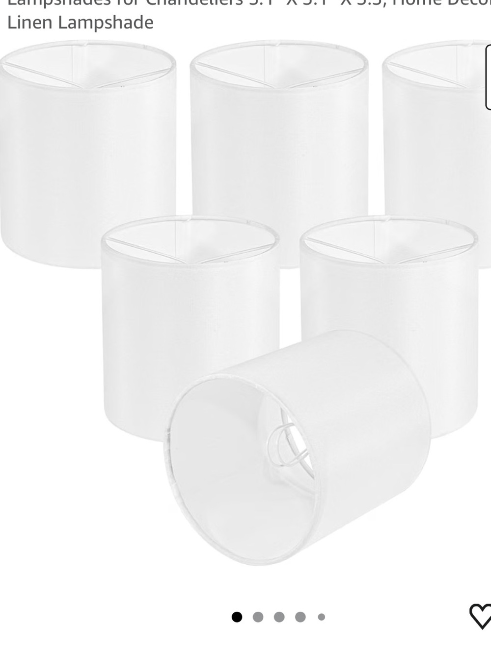 Set of 6 White Clip-On Cylinder Lampshades for Chandeliers